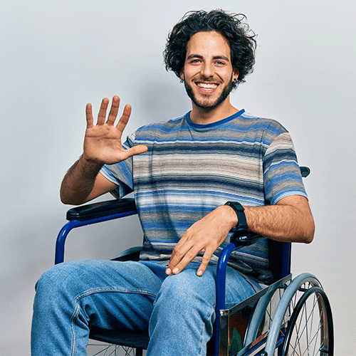 Smiling NDIS participant in a wheelchair after a continence assessment in Moe VIC with A1 Care Group